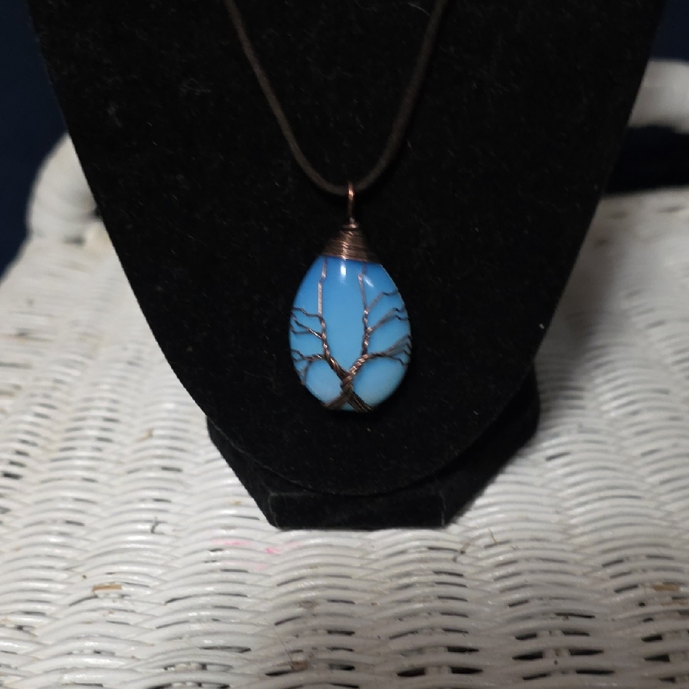 Blue Tree of Life Pendant Necklace